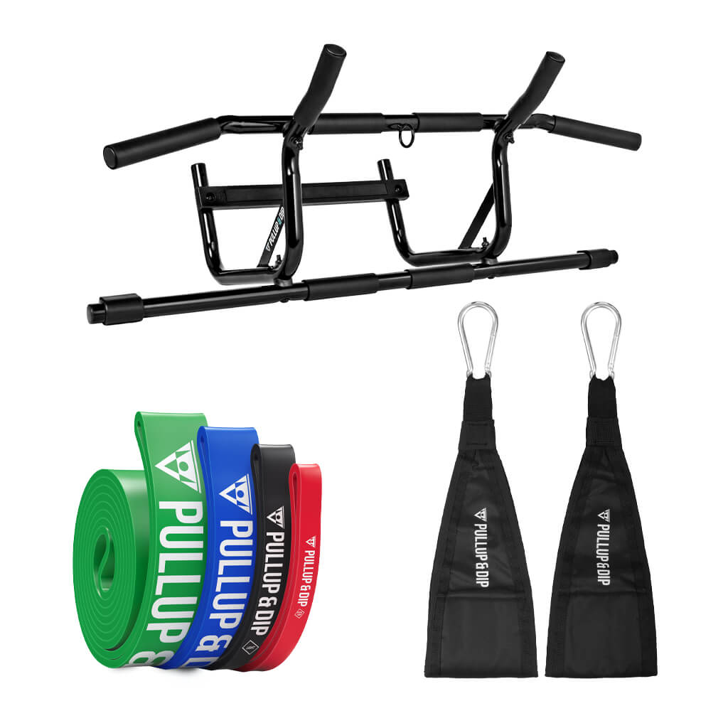 Pull-up Bar Set: Door Pull-up Bar + Pull-up Straps Set of 4 + Ab Straps