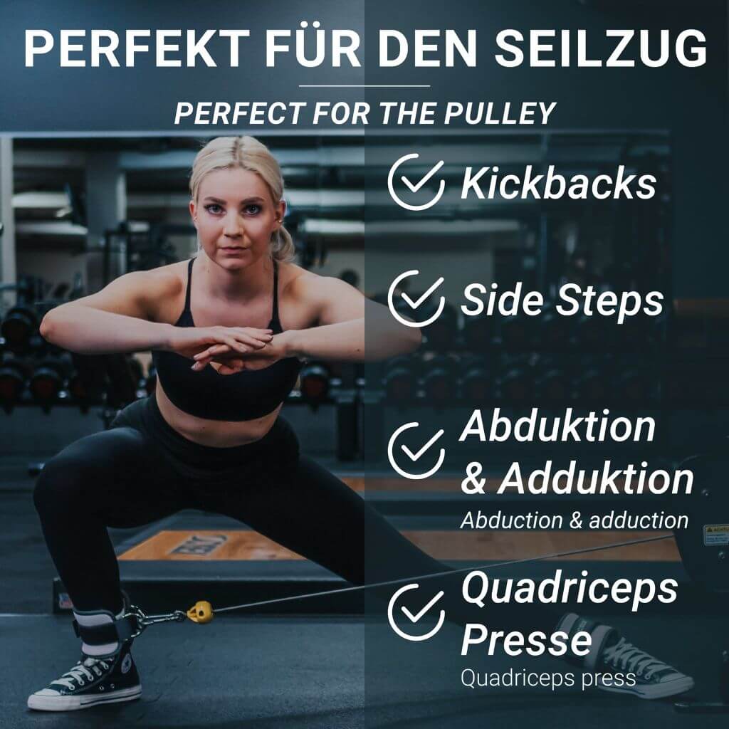 Ankle Straps or training on the cable pulley for leg, hip and glute training