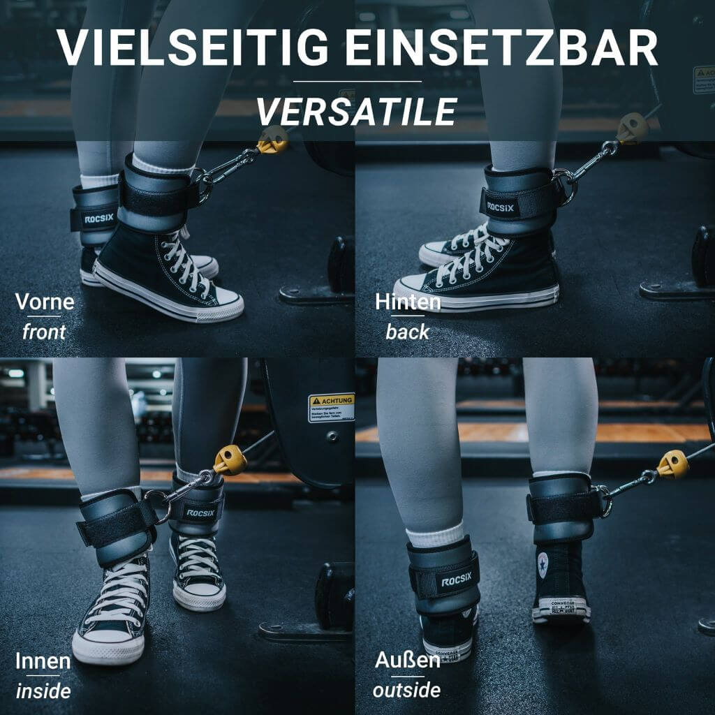 Ankle Straps or training on the cable pulley for leg, hip and glute training