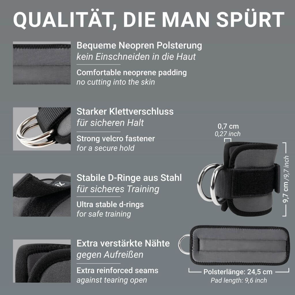 Ankle Straps or training on the cable pulley for leg, hip and glute training