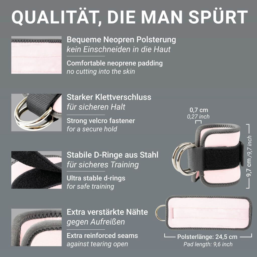 Ankle Straps or training on the cable pulley for leg, hip and glute training