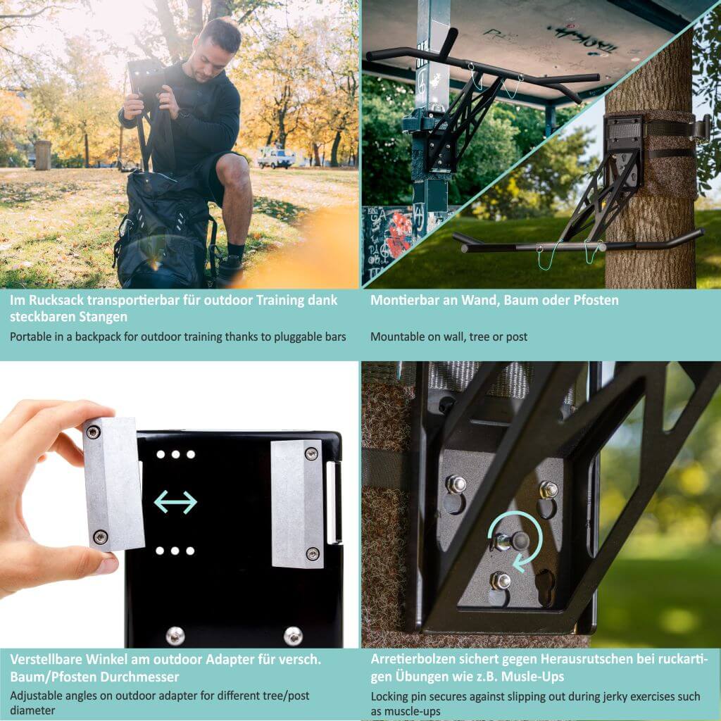 Mobile Outdoor Pull-Up and Dip Bar for Backyard or Park, Portable Gym For Over 35 Exercises