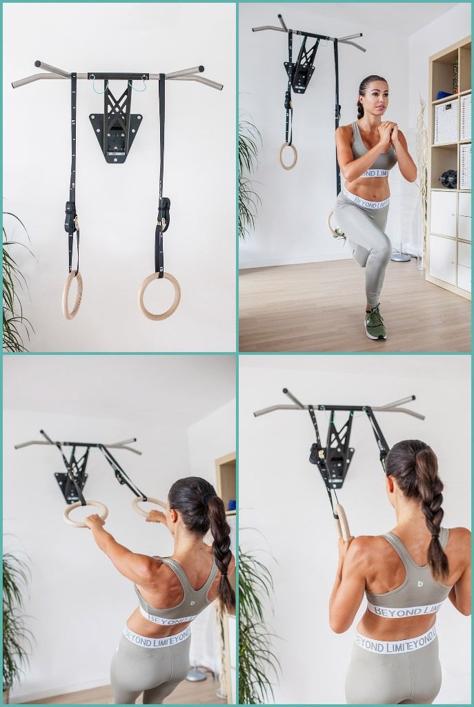 Wooden Gymnastic Rings - Includes Numbered Buckle Straps, Door Anchor and Sports Bag