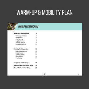 Guide Bundle: Klimmzug Trainingsplan, Warm-up & Mobility Plan und Ernährungs Rezepte Guide [PDF]