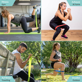 Loop Bands Set, Mini Bands in 5 Strengths - Includes Carrying Bag