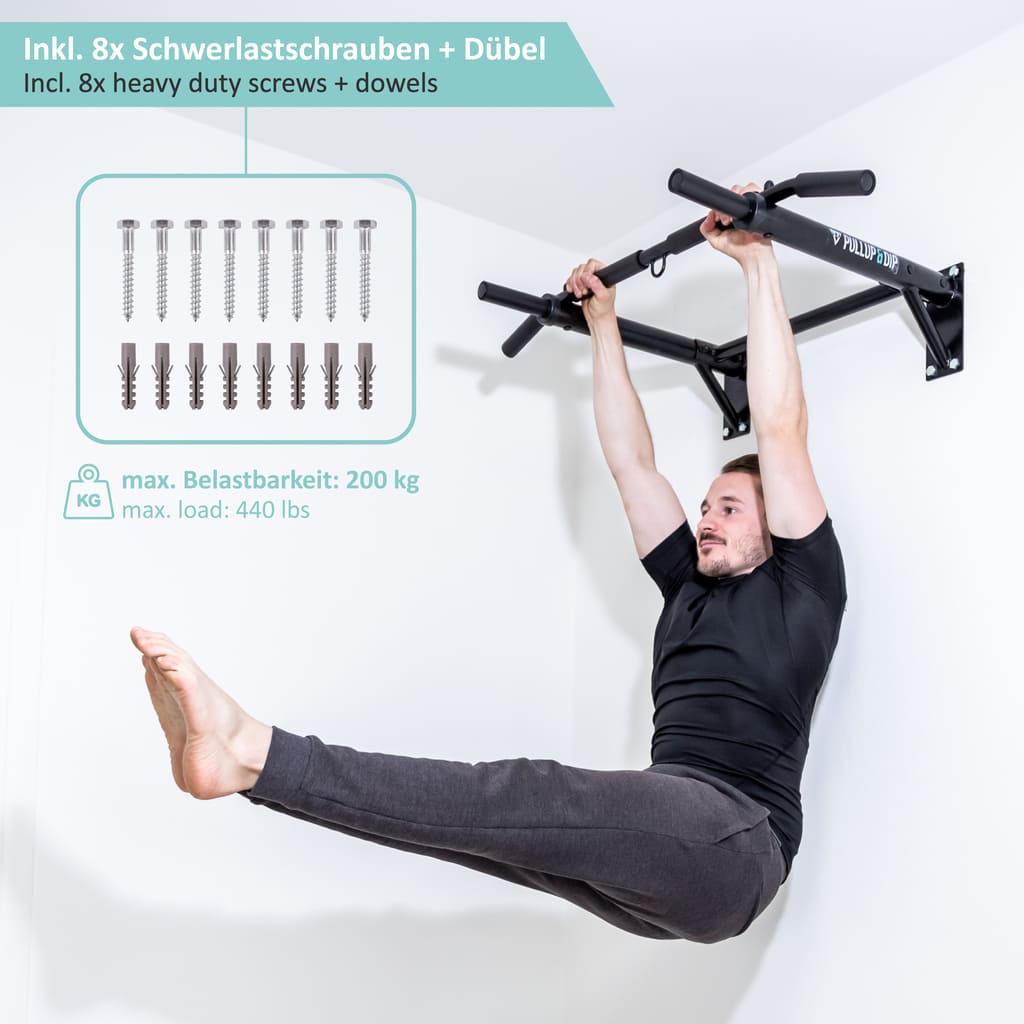 Wall Mounted Pull-Up Bar incl. Pull-Up Band And Screws