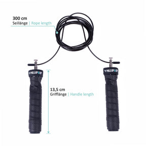 Jumping rope with professional ball bearing and anti-slip handles - adjustable rope length