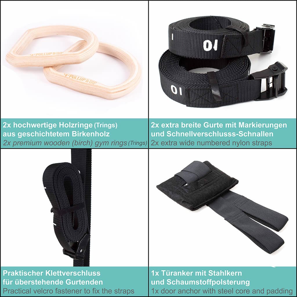 "TRINGS" Calisthenics Rings Set With Straps, Door Anchor and Bag