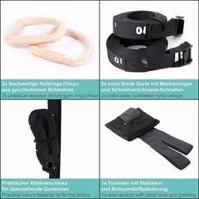 "TRINGS" Calisthenics Rings Set With Straps, Door Anchor and Bag