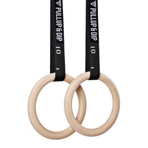 Wooden Gymnastic Rings - Includes Buckle Straps, Door Anchor and Bag