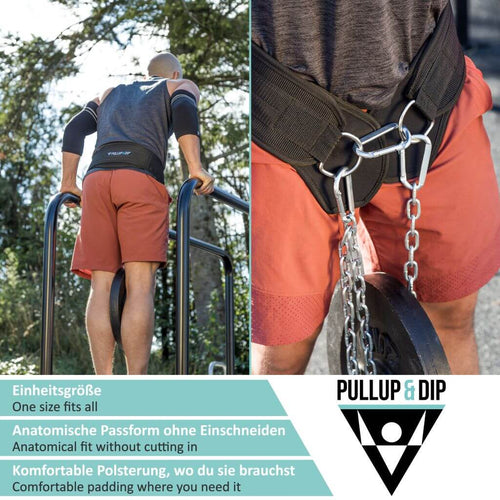 Premium Dip Belt with Chain, Carabiners and Unique Flaps.