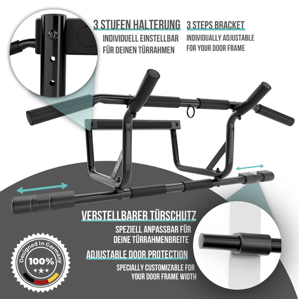 Pull-up Bar Set: Door Pull-up Bar + Pull-up Straps Set of 4 + Ab Straps