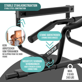 Pull-up Beginner Set: Doorway Pull-up Bar, Pull-up Bands Set of 3 & Guide Bundle in English