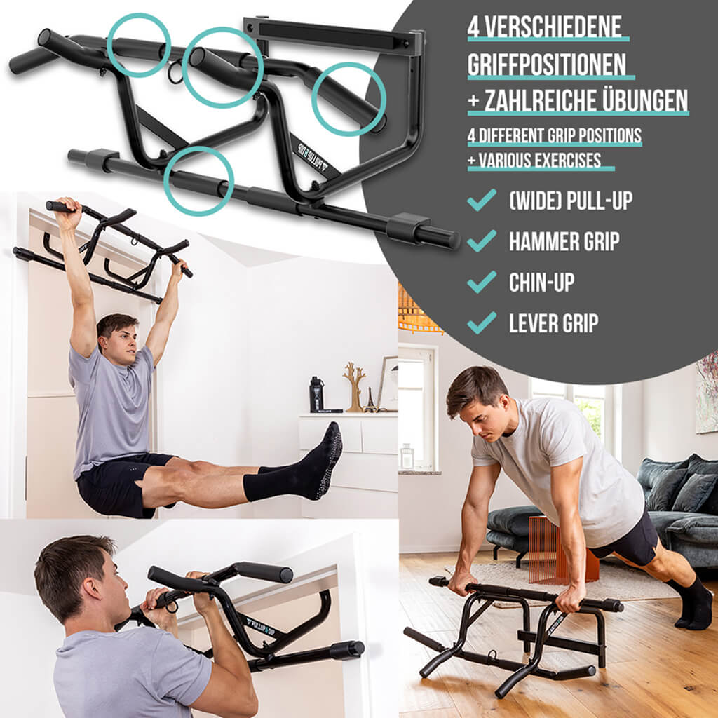 Pull-up Bar Set: Door Pull-up Bar + Pull-up Straps Set of 4 + Ab Straps