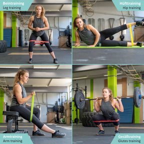 Loop Bands Set, Mini Bands in 5 Strengths - Includes Carrying Bag