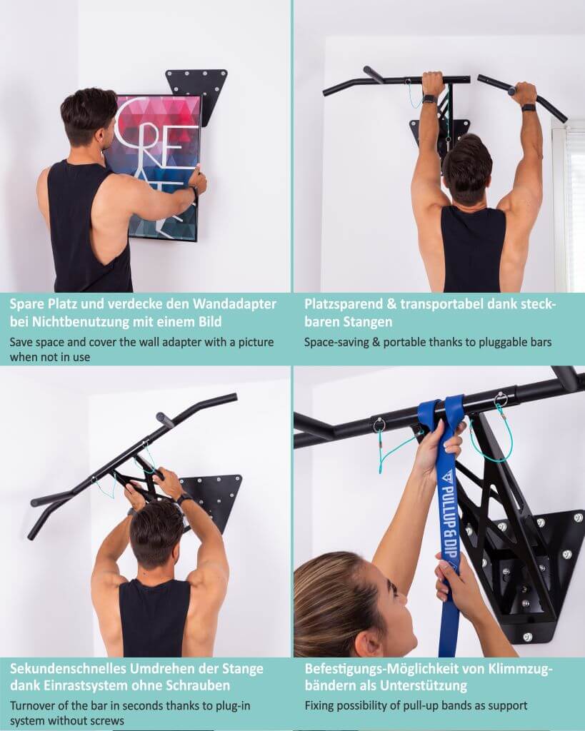 Mobile Pull-Up And Dip Bar - Indoor And Outdoor, Portable Gym For 35 Exercises