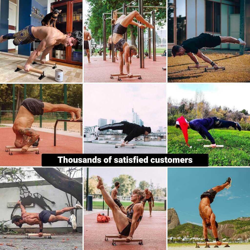 [B-Good] Wooden Parallettes With Ergonomic Wooden Handle - Low Or Medium Version