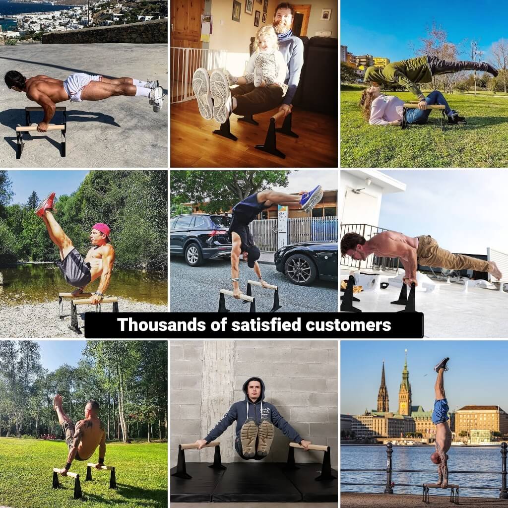 [B-Good] Wooden Parallettes With Ergonomic Wooden Handle - Low Or Medium Version