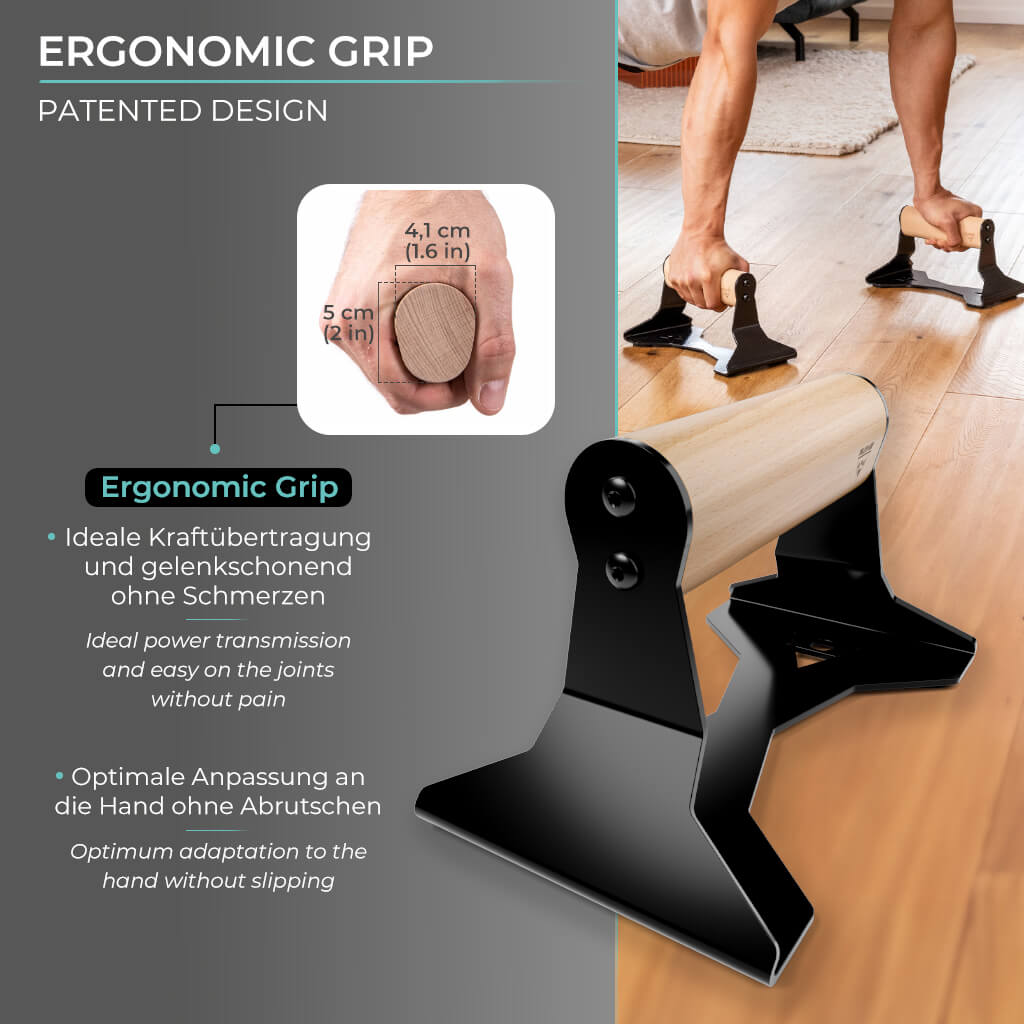 [B-Good] Push-Up Bars With Ergonomical Wooden Handle, 2nd Choice Product