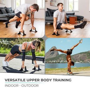 Calisthenics Starter Set: Gym Rings, Push-Up Bars, Resistance Bands Set of 4, Jump Rope