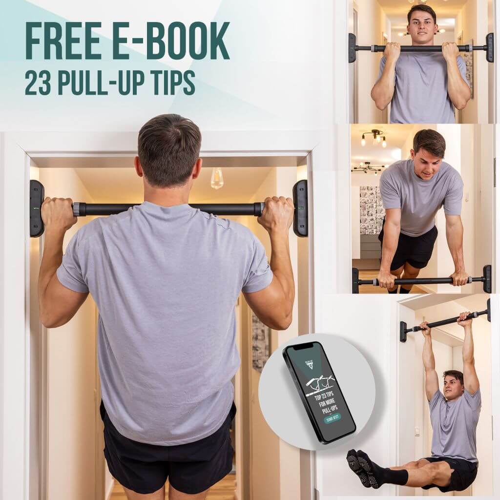 Door Pull up Bar Bundle with 3 Pull up Bands and 3 Training Guides English