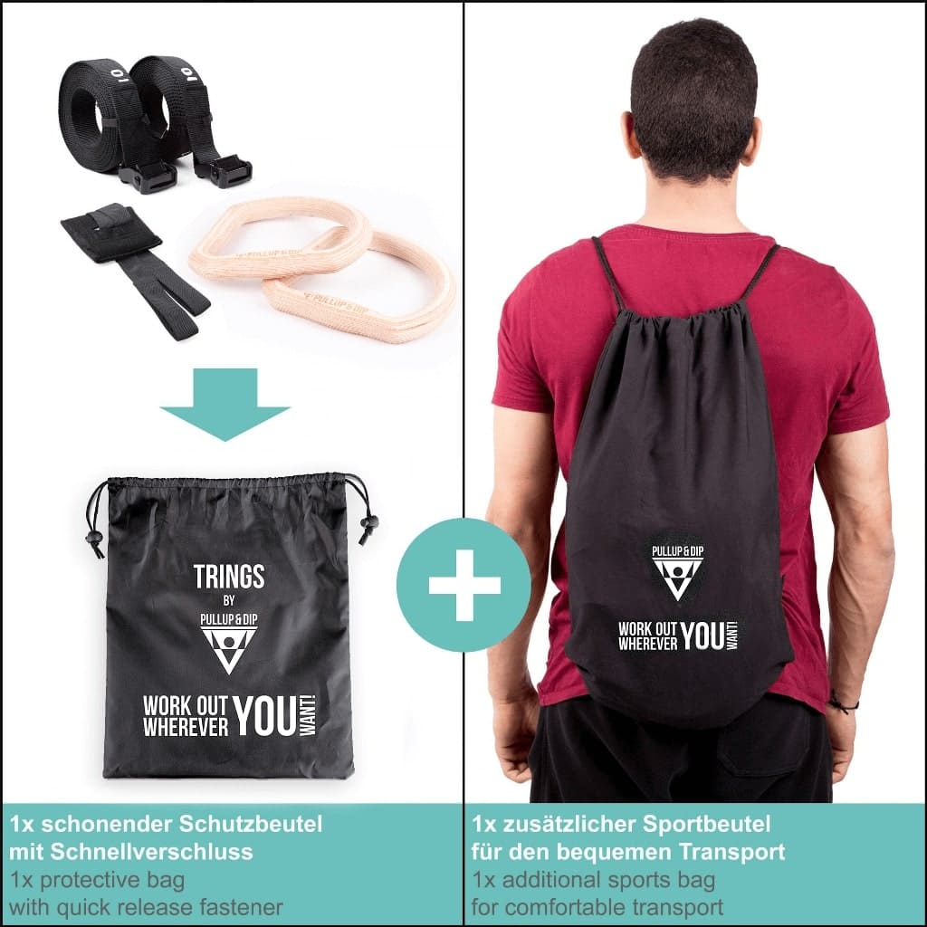 "TRINGS" Calisthenics Rings Set With Straps, Door Anchor and Bag