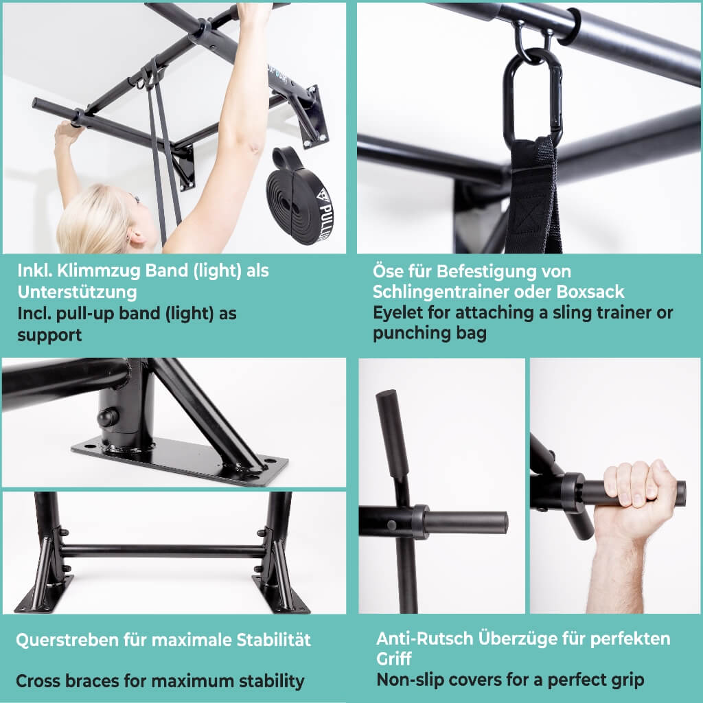 [B-Good] Wall Mounted Pull-Up Bar incl. Pull-Up Band