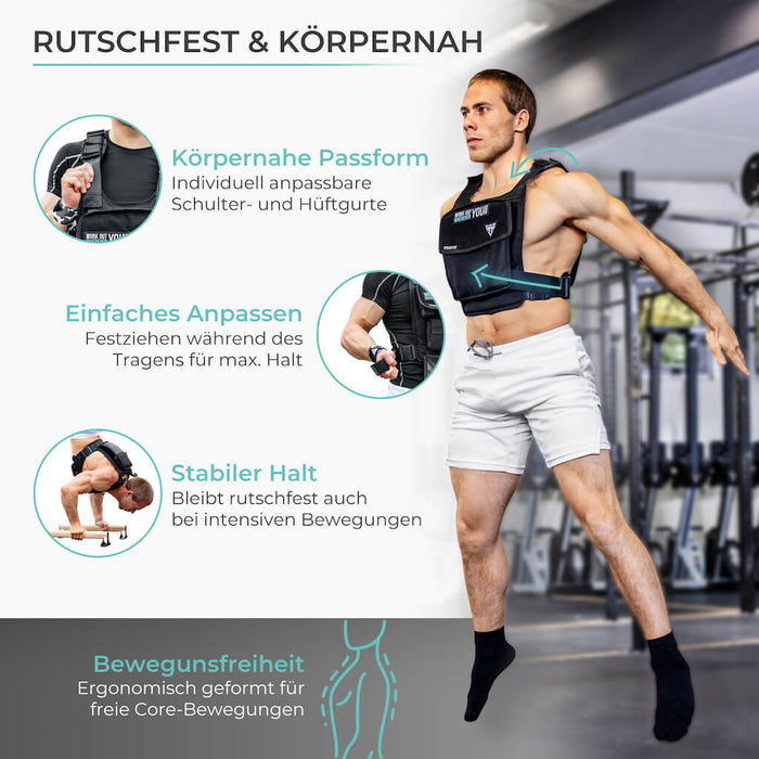 Premium Weight Vest with Adjustable Weights up to 15kg