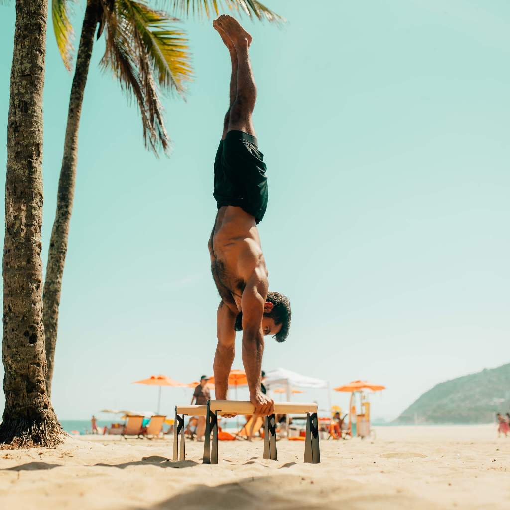 Calisthenics Intermediate Set - Parallettes (medium), Gym Rings, Liquid Chalk, Resistance Bands