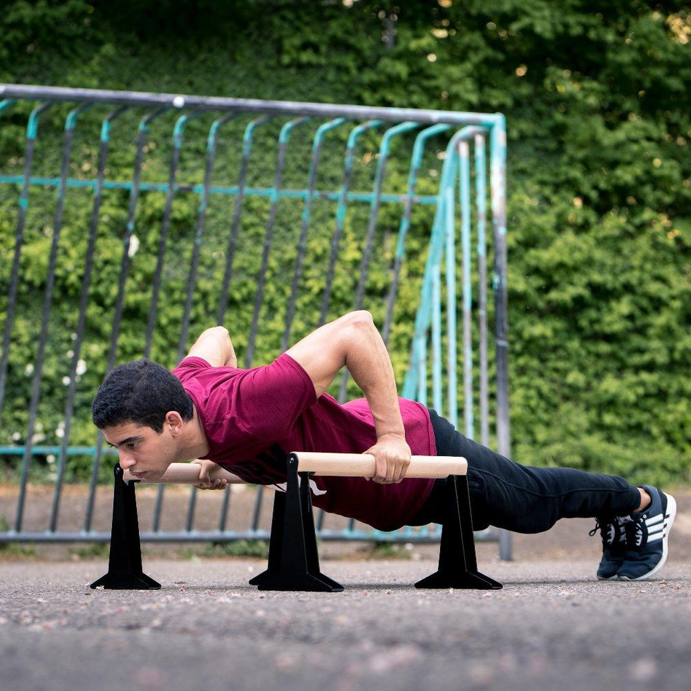 Wooden Parallettes With Ergonomic Handle - Low & Medium Parallettes