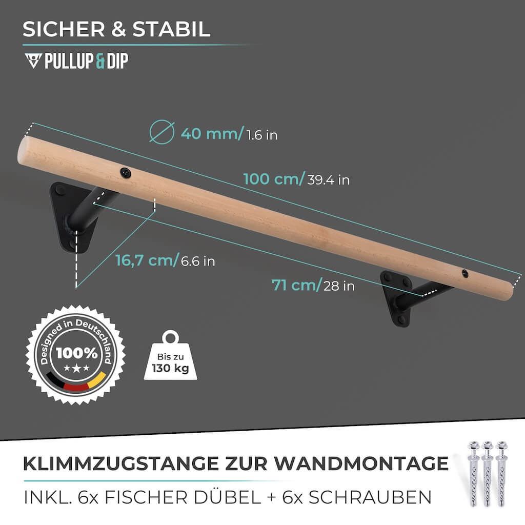 Wooden Pull-up Bar for Wall Mounting above Door Frame