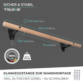 Wooden Pull-up Bar for Wall Mounting above Door Frame